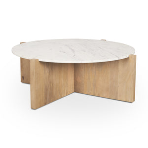 Bianca Wood w/ Round Marble Top Coffee Table