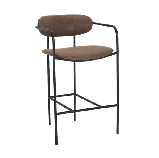 Parker Muted Brown Faux Leather Counter Stool - Elite Maison