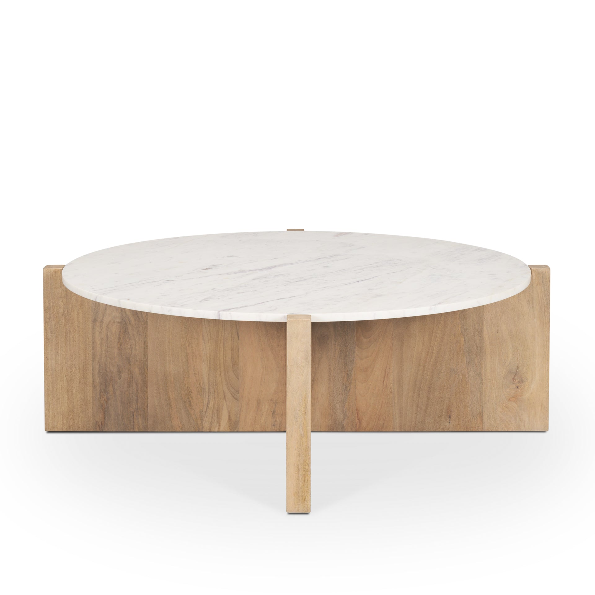 Bianca Wood w/ Round Marble Top Coffee Table