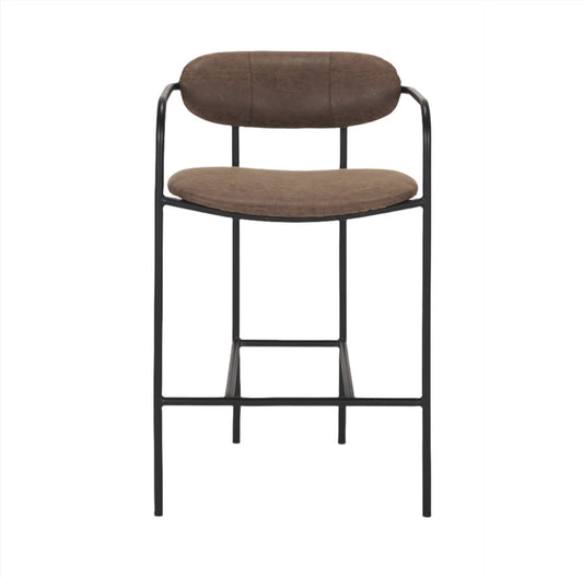 Parker Muted Brown Faux Leather Counter Stool - Elite Maison