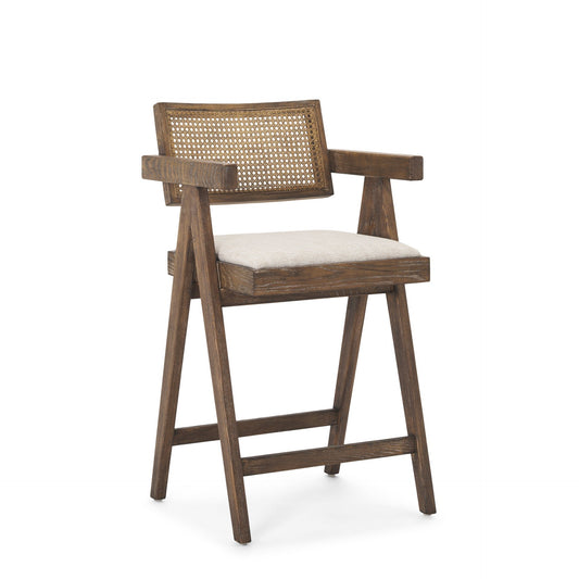 Indie Medium Brown w/ Cane Counter Stool - Elite Maison