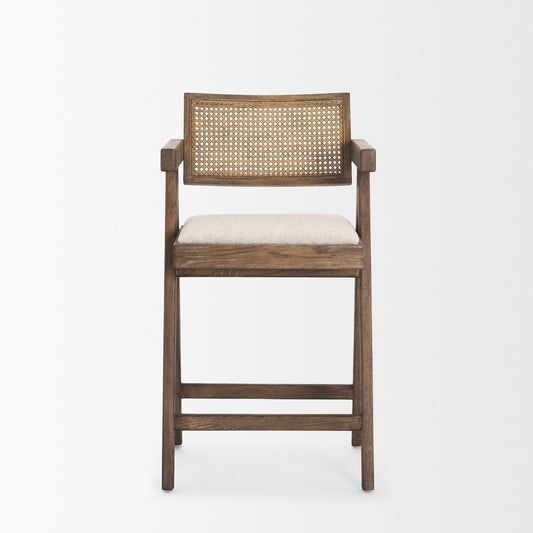Indie Medium Brown w/ Cane Counter Stool - Elite Maison