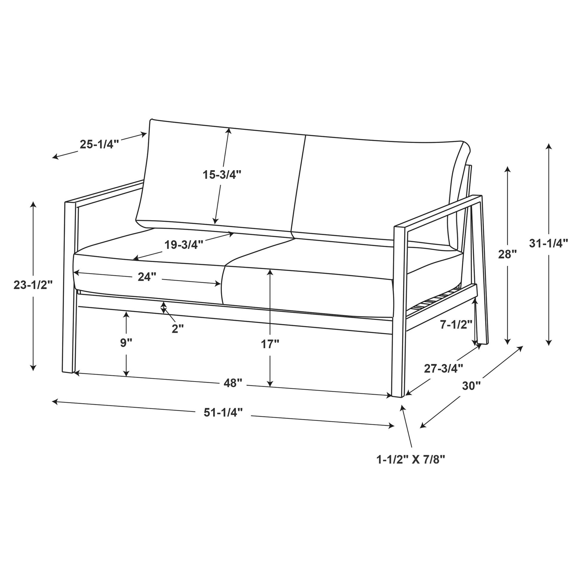 Alora Aluminum Natural Loveseat