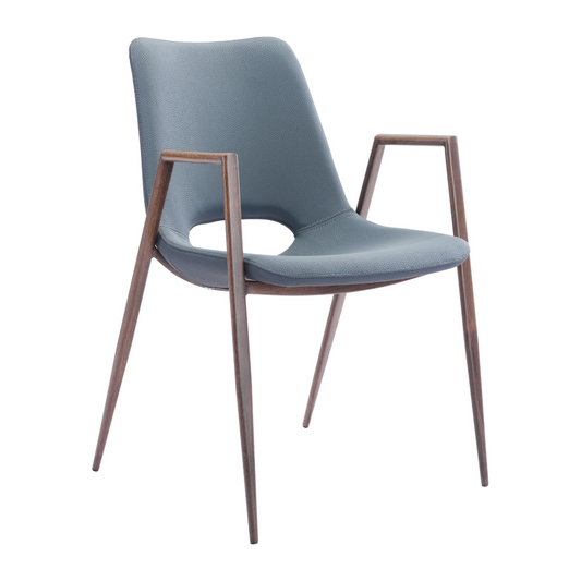 Desi Dining Chair Azure Gray & Walnut - Set of 2 - Elite Maison