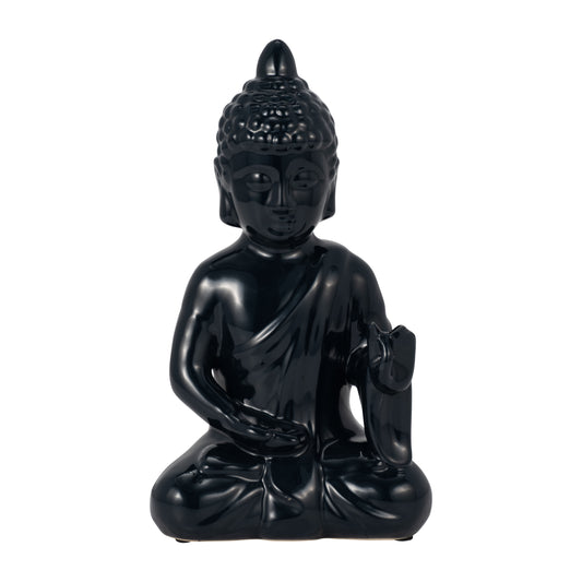Navy Blue Ceramic Seated Buddha - Elite Maison