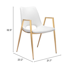 Desi Dining Chair White & Gold - Elite Maison