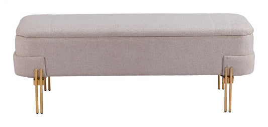 Lebreton Storage Bench Oatmeal Beige - Elite Maison