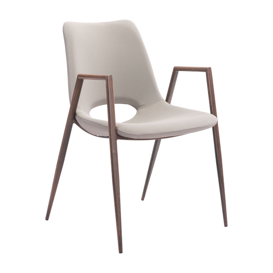 Desi Dining Chair Beige & Walnut - Set of 2 - Elite Maison