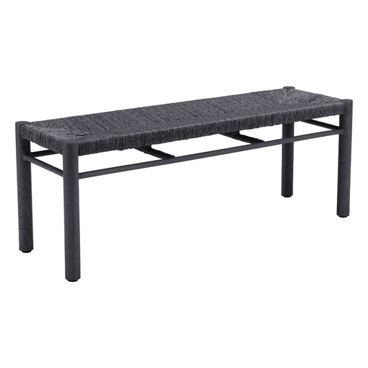 Black Zuo Iska Bench chair with sleek modern design and cushioned seat, ideal for contemporary living spaces.