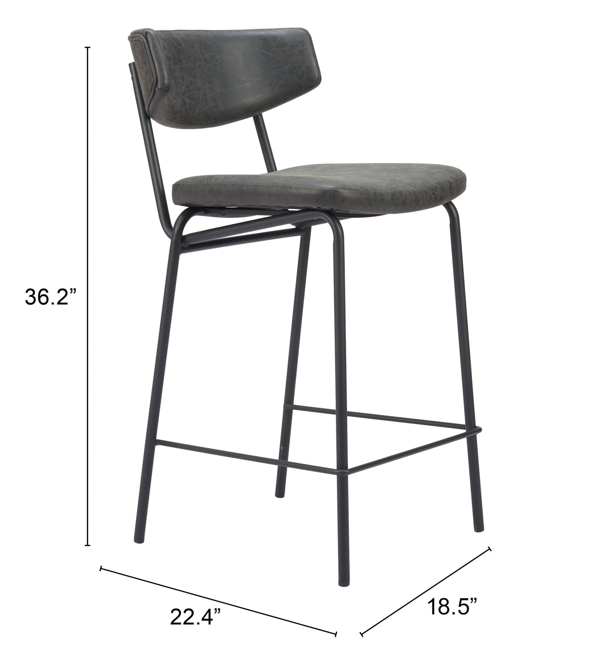 Charon Counter Stool Vintage Black - Set of 2