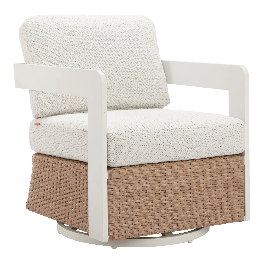 Gelo Swivel Chair White & Brown - Elite Maison