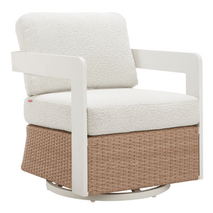 Gelo Swivel Chair White & Brown - Elite Maison
