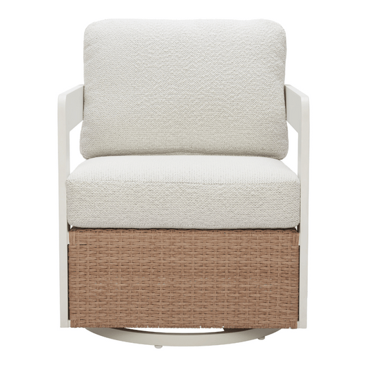 Gelo Swivel Chair White & Brown - Elite Maison