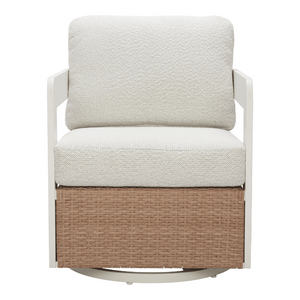 Gelo Swivel Chair White & Brown - Elite Maison