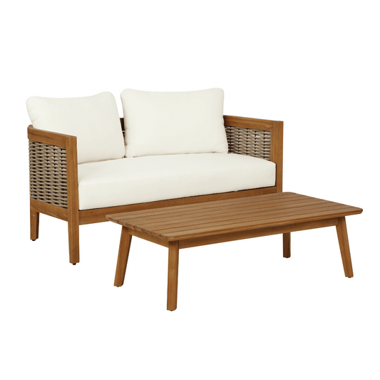 St Lucia Brown Loveseat And Table