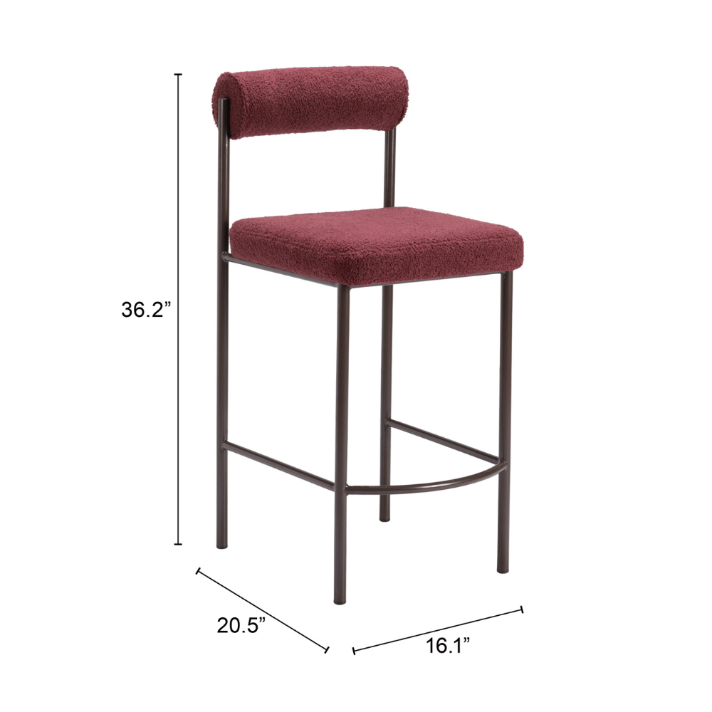 Livorno Counter Stool Red & Bronze - Set of 2