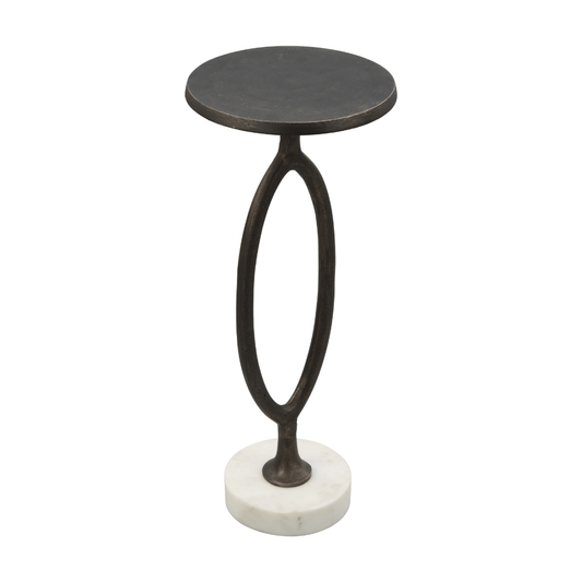 Zuo Bonita accent table in bronze finish with a sleek, modern design and round top, ideal for living room decor.