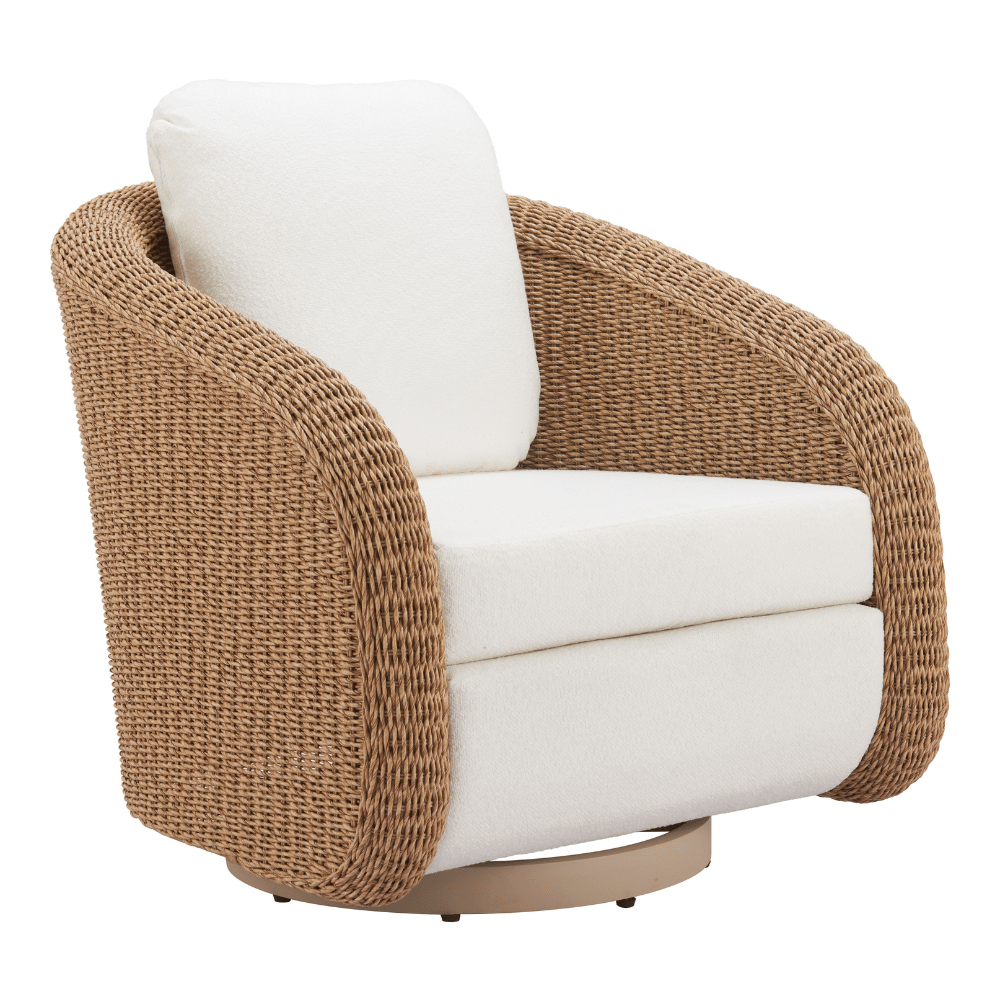 Solara Swivel Chair Ivory - Elite Maison