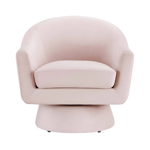 Celeste Velvet Fabric and Wood Swivel Chair