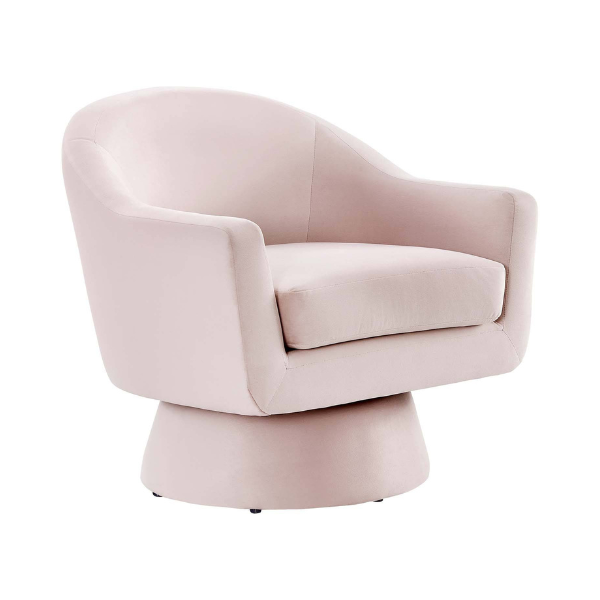 Celeste Velvet Fabric and Wood Swivel Chair