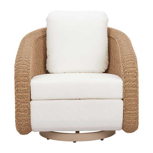 Zuo Solara Ivory Swivel Chair with cushioned seat and backrest, modern design, and swivel base.