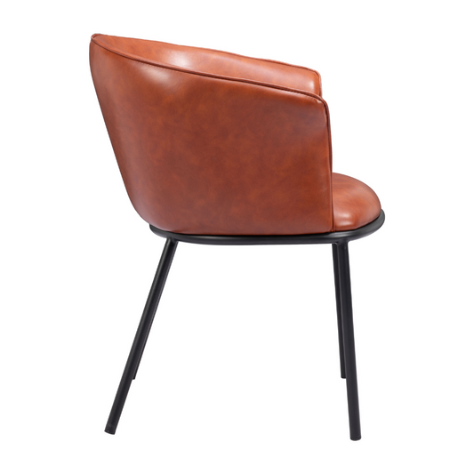 Brown Zuo Garston dining chair with wooden legs and cushioned seat, modern style for contemporary dining rooms.