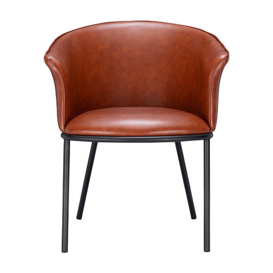 Brown Zuo Garston dining chair with upholstered seat and wooden legs, stylish and comfortable for modern dining rooms.