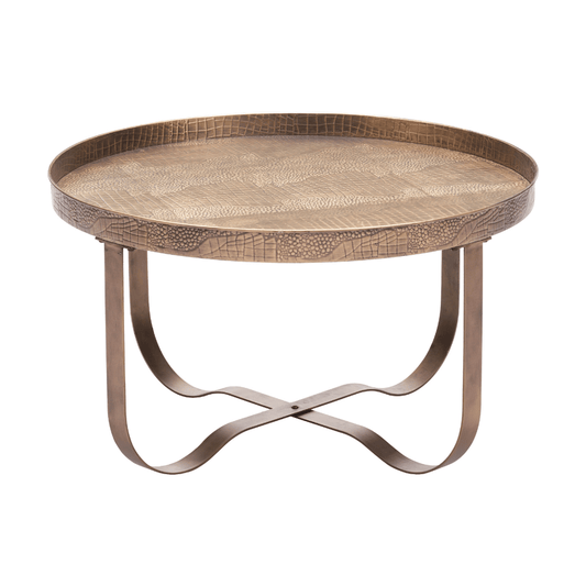 Zuo Vannes coffee table with a brass finish and modern design, featuring a sleek tabletop and sturdy base.