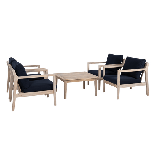 Svana Blue Natural Side Chair 5PC