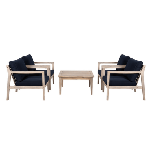 Svana Blue Natural Side Chair 5PC