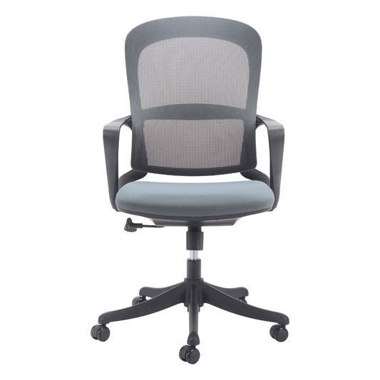 Gray Zuo Delo Office Chair with ergonomic design, padded seat, and adjustable armrests for focused comfort and support.