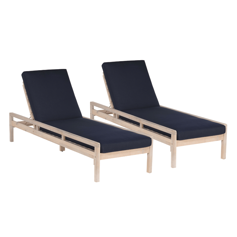 Svana Blue Natural Single Chaise Loungers 2PC