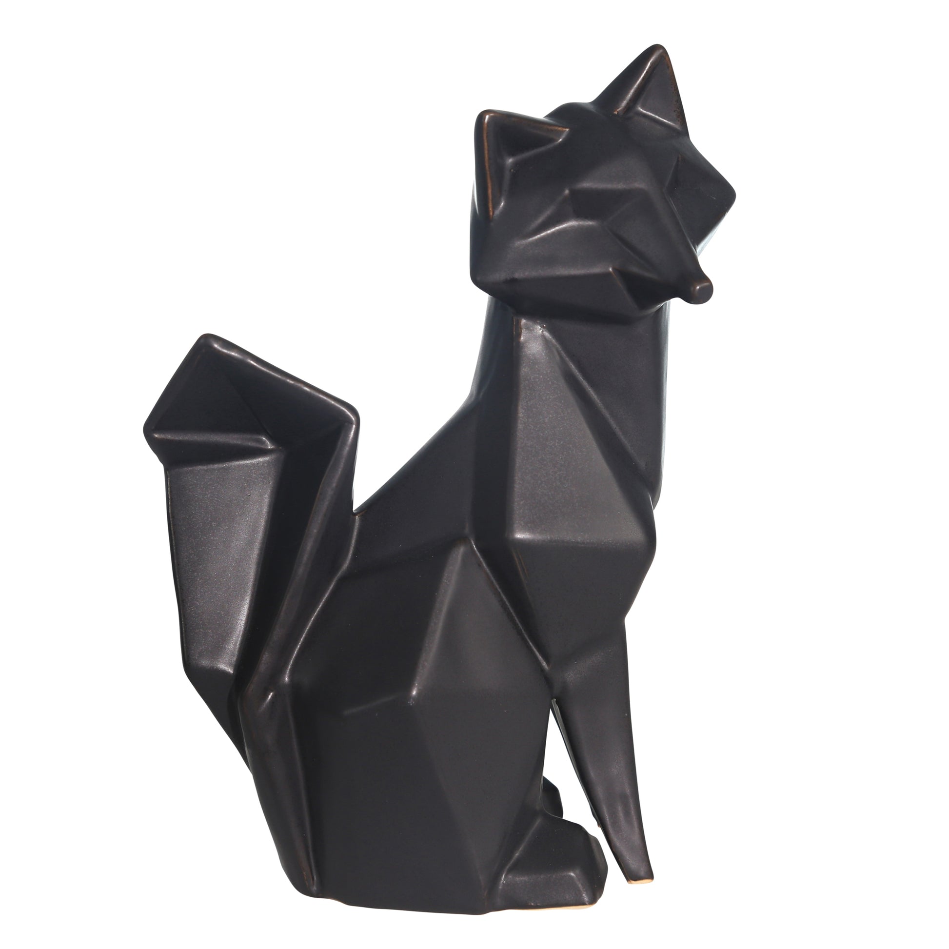 Cer, 10" Modern Fox Figurine, Black - Elite Maison