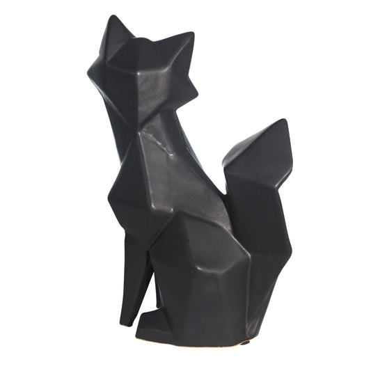 Cer, 10" Modern Fox Figurine, Black - Elite Maison