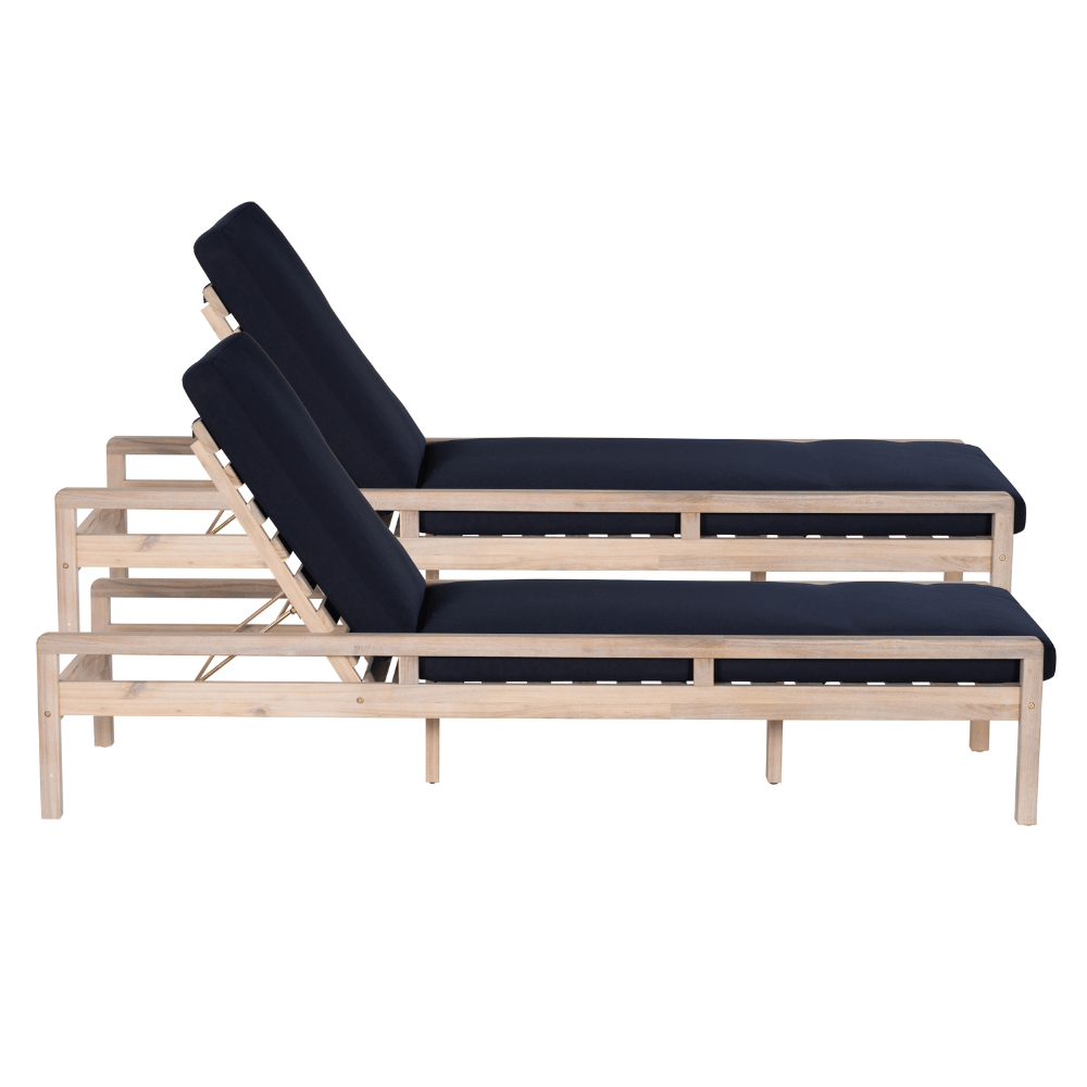 Svana Blue Natural Single Chaise Loungers 2PC
