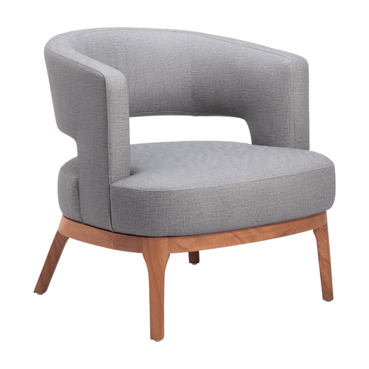 Slate gray Penryn accent chair by Zuo with a modern design and sleek lines, perfect for stylish home decor.