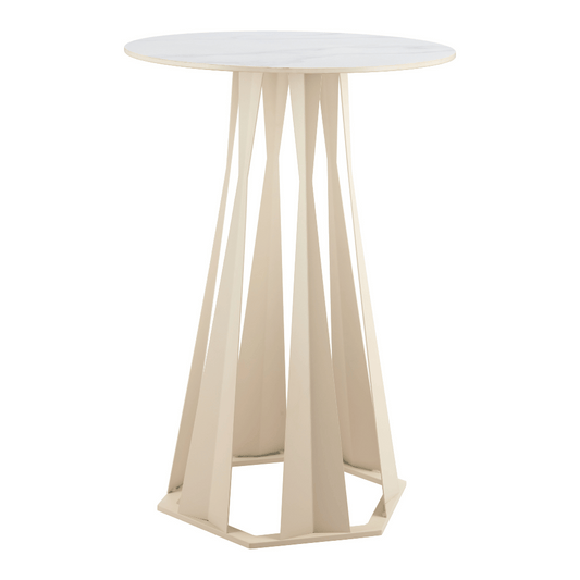 White Axis Bar Table by Zuo, modern bar table with a sleek round top and sturdy base, ideal for contemporary home or bar areas.