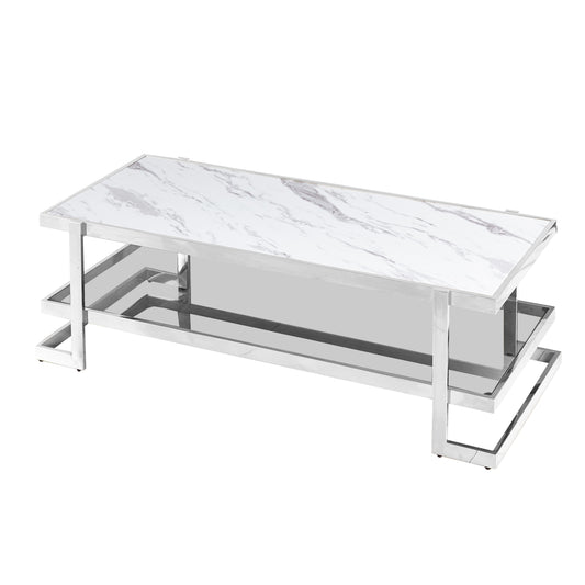 Metal/marble Glass, Coffee Table - Elite Maison