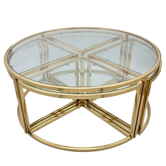 Metal Pull Out Coffee Table, Gold 2boxes - Elite Maison