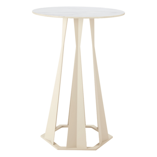 White Zuo Axis Bar Table with sleek modern design, featuring a round top and sturdy base, perfect for contemporary bar settings.