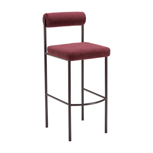 Set of 2 Livorno barstools in red and bronze, featuring a sleek design and comfortable seating for modern spaces.