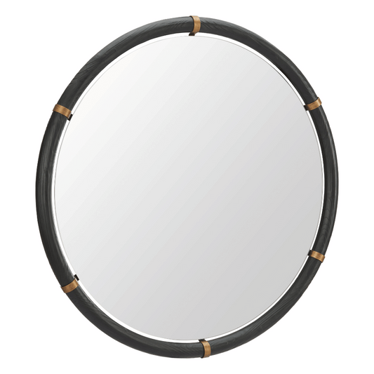 Zuo Brile mirror with black finish, featuring a fir wood frame and sleek architectural silhouette, hanging on a wall.