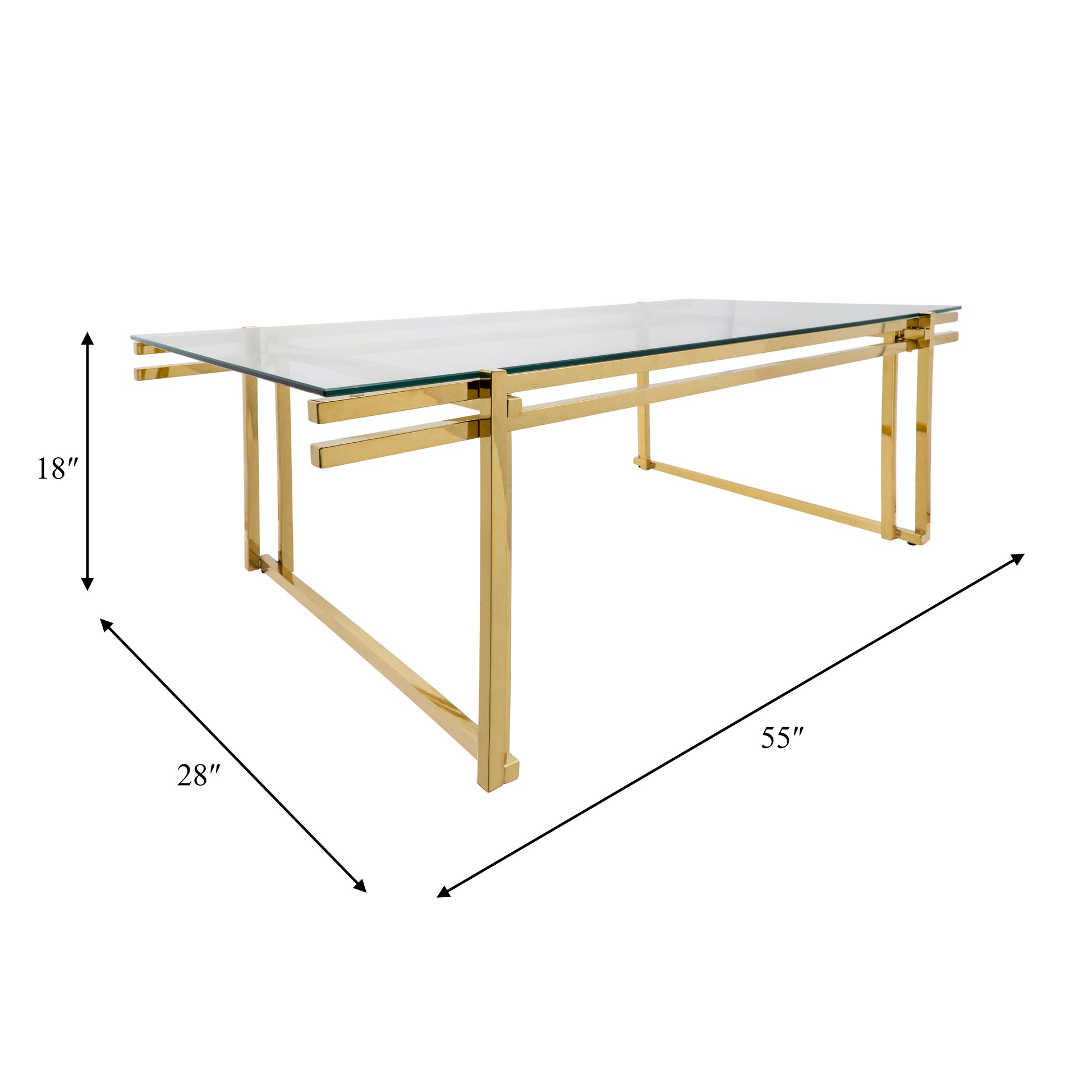 Metal 55" Coffee Table, Gold - Elite Maison