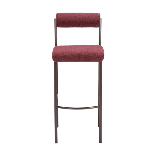 Set of 2 Zuo Livorno barstools in red and bronze with sleek design and comfortable seating.