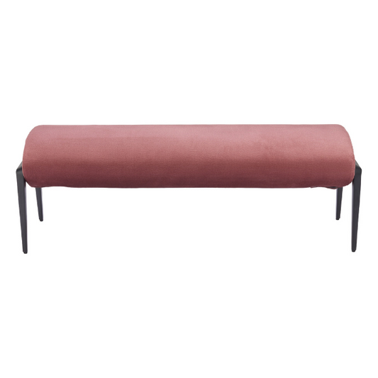 Brown Glatt Bench by Zuo, modern ottoman or bench with smooth upholstered surface and sturdy wooden legs.