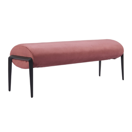 Brown Zuo Glatt Bench Ottoman with cushioned top and sleek wooden legs, ideal for living room or entryway seating.
