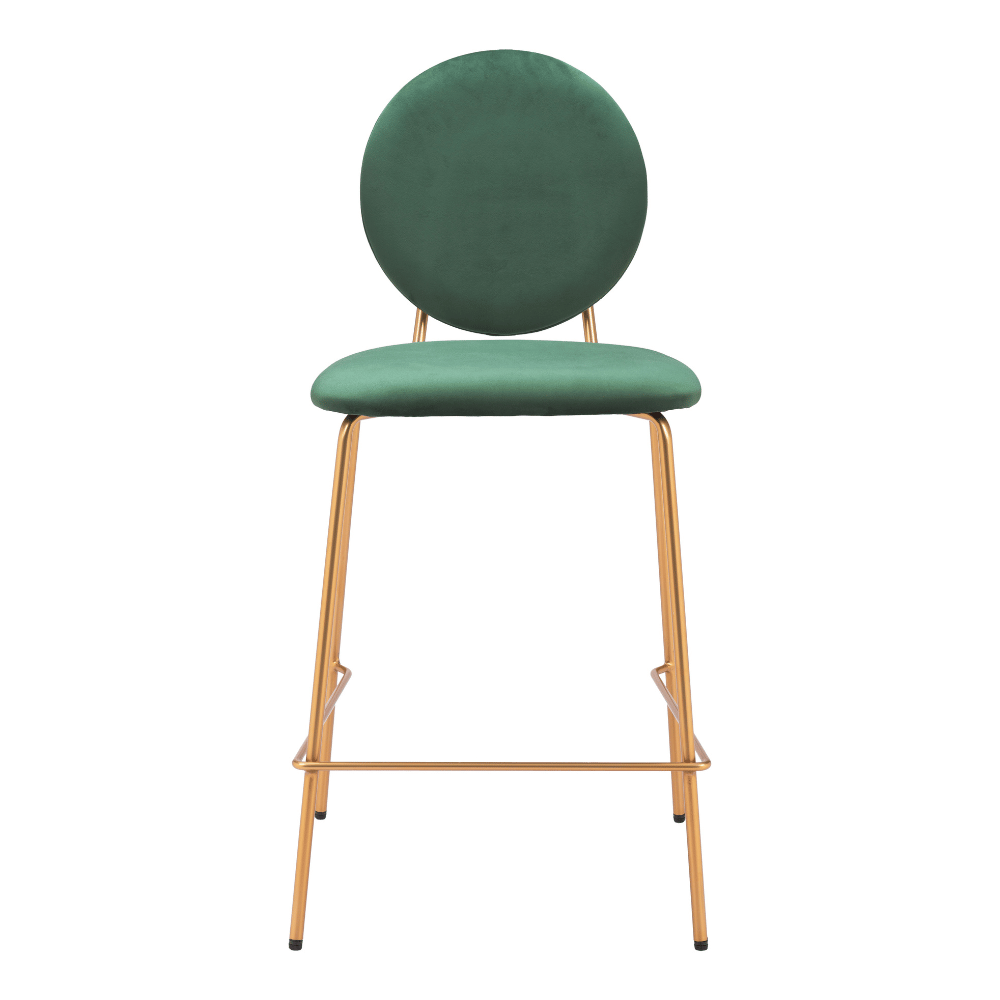 Odessa Counter Stool Green & Gold - Set of 2