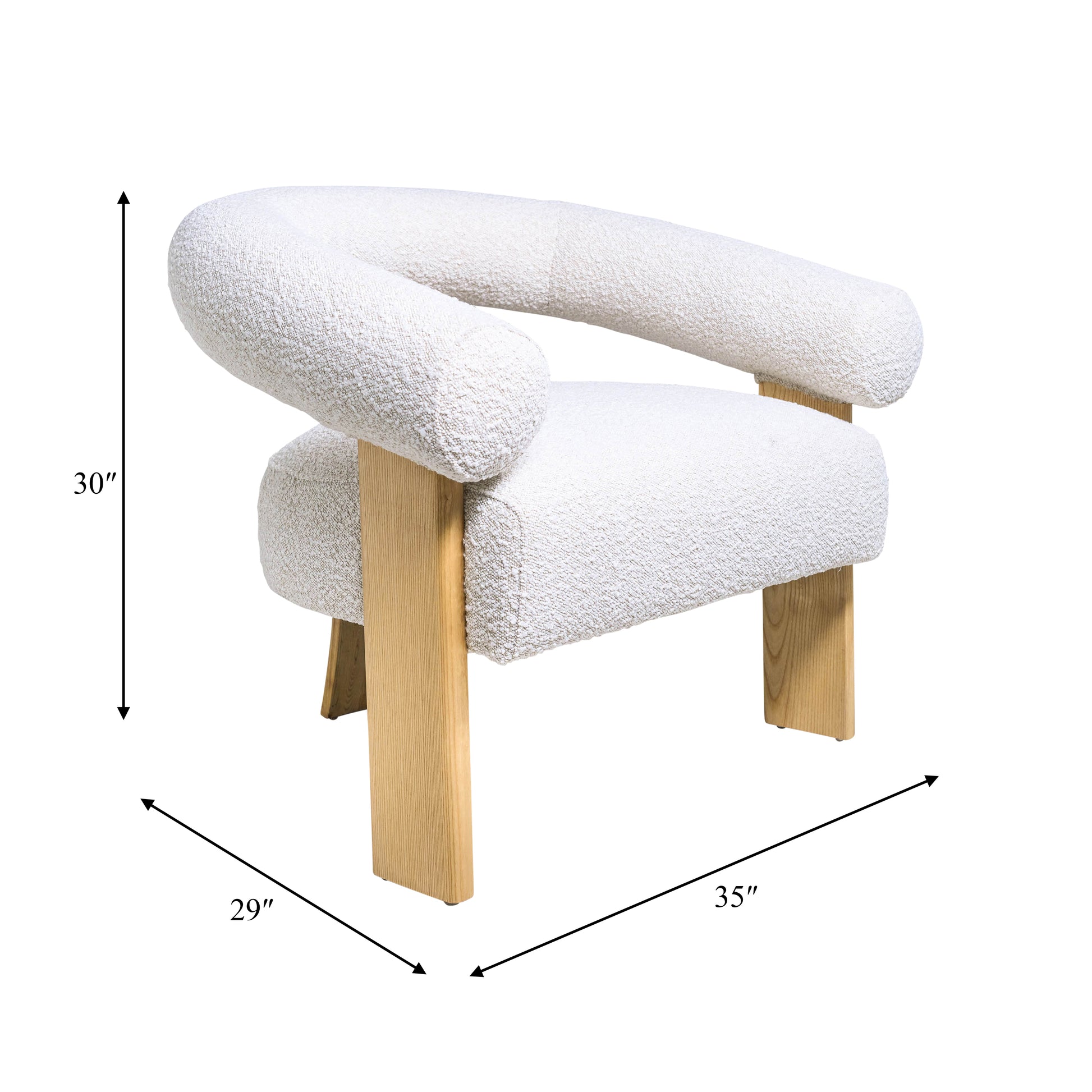 Curved Back Wishbonechair with Brown Oak Legs - Ivory