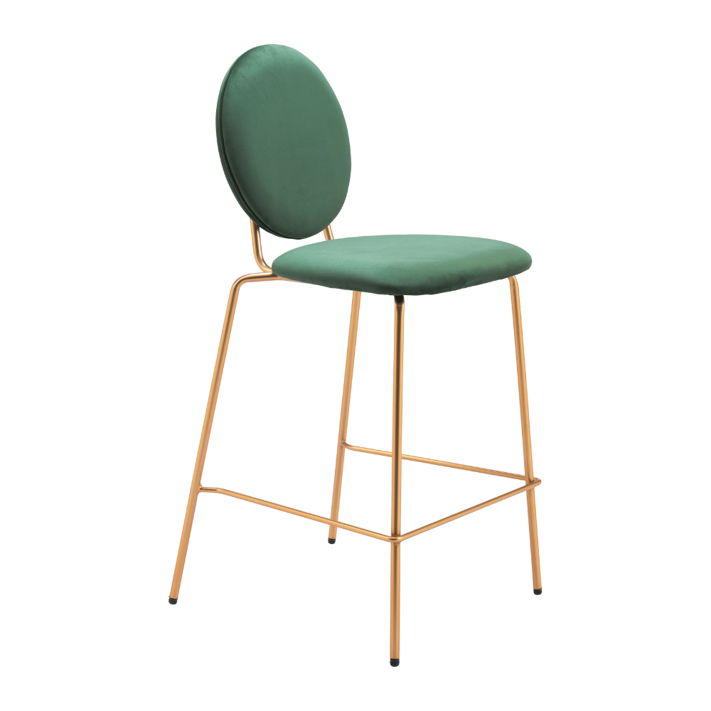 Odessa Counter Stool Green & Gold - Set of 2