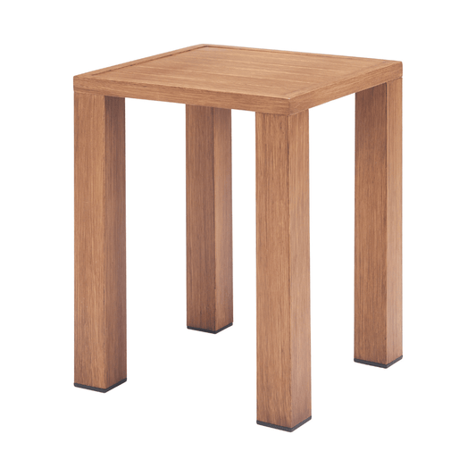 Natural wood Regels side table by Zuo with a sleek design and modern aesthetic, perfect for accenting any living space.